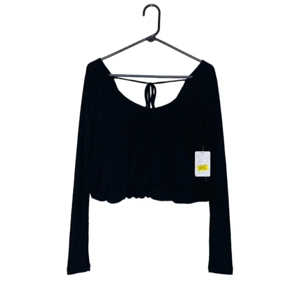 FREE PEOPLE Bondi Thermal Long Sleeve Back Tie Top, Size XS - NWT